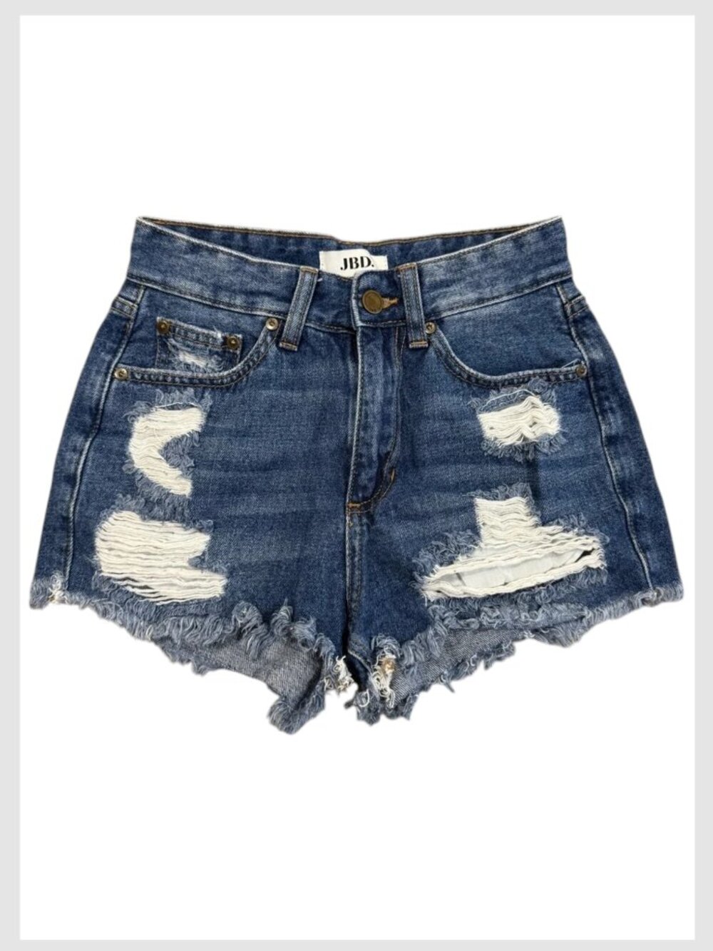 NEW JBD Women's Distressed High-Waisted Denim Shorts XS